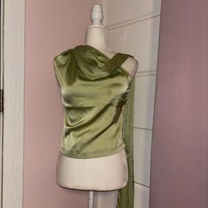 Stylish Olive Green Satin Blouse